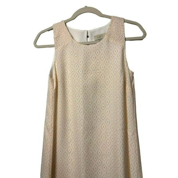 Loft Ladies Sleeveless Shift Diamond Pattern Sleeveless Pastel Dress Size XS - Picture 3 of 7